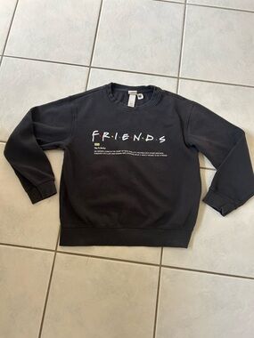 H&M Women's FRIENDS Dark Gray/ Black Crewneck Sweatshirt